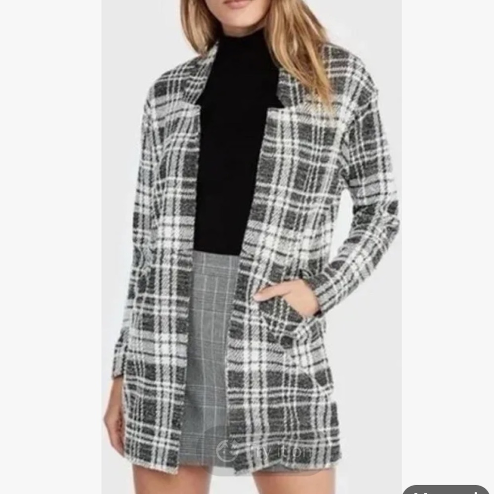 Express Soft Plaid Tailored Knit Blazer